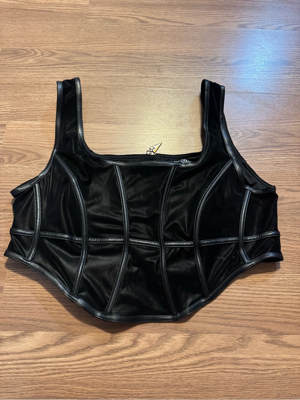 Disturbia Ashen Faux Leather Zip Corset Top READ DESCRIPTION